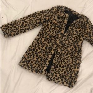 Leopard print fur coat